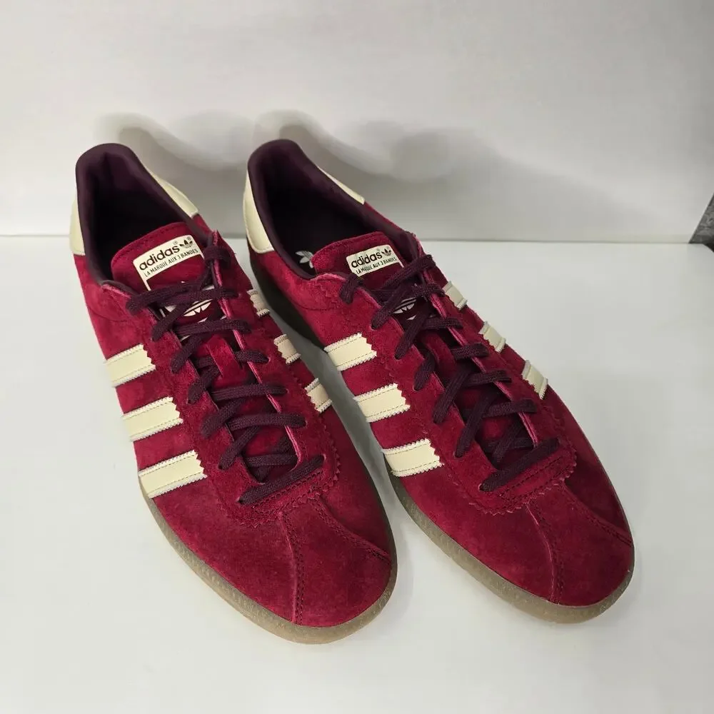 ADIDAS ORIGINALS BERMUDA COLLEGIATE BURGUNDY SNEAKERS, SIZE 10